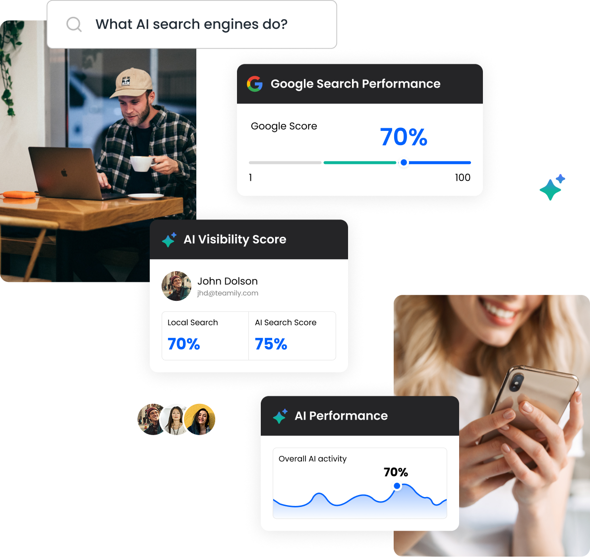 AI search engine infographic showing how artificial intelligence improves search results
